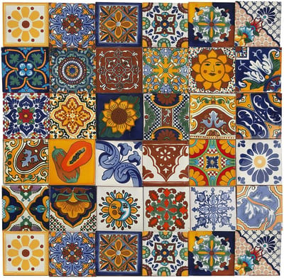 Keramische Decoratie Tegels - Handbeschilderd Andalusisch - Keuken Wand Tegelen - Uniek Handgemaakt Patroon - 10x10cm Set 30 - Geel Oranje