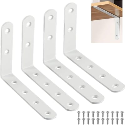 Set van 4 Sterke Hoeksteunen voor Planken - Inclusief Schroeven - Duurzame Wandbeugels voor Hoekplanken en Meubels