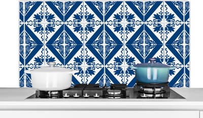 Spatscherm keuken 120x60 cm - Kookplaat achterwand Tegel - Portugal - Patroon - Muurbeschermer - Spatwand fornuis - Hoogwaardig aluminium