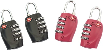 SUNMOOL TSA Kofferslot 4 cijfers - Reisslot - Reis Cijferslot - Cijferhangslot - Hangslot - Bagageslotjes - Slot voor Bagage : Zwart & Rood - 4 Stuks
