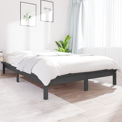 vidaXL - Bedframe - massief - grenenhout - grijs - 120x190 - cm