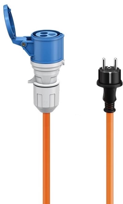 Camping stroomkabel | CEE 7/7 - CEE 3-pins 230V/16A | 3x 2,50mm | IP44 | 1,5 meter