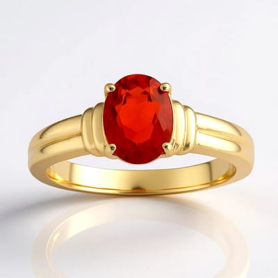 Cavill - Gouden ring - 375 geelgoud - AAA Mexicaanse vuur opaal 0,75 ct ovaal geslepen - Luxe ring met edelsteen, vuur opaal, klassiek sieraad