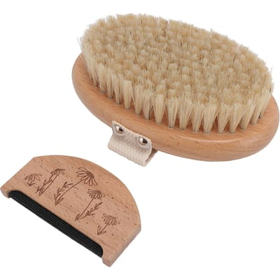 Ensemble 2 pièces Rasoir de nettoyage pour pull Ensemble Brosse de nettoyage ovale en bois de hêtre à poils et anti-bouloches Type 3 brown