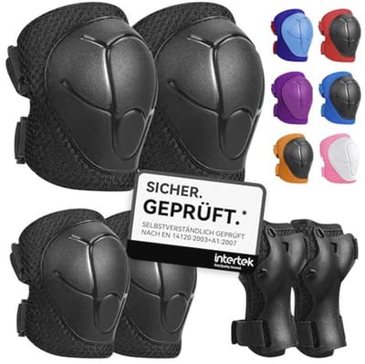 Set van 6 Beschermende Pads voor Kinderen - Knie- en Elleboogbeschermers, Verstelbaar voor Skaten en Scooteren
