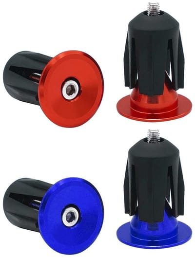 Aluminium Handvat Caps voor Fietsen - 2 Paar voor Racefiets, Mountainbike en BMX (Rood + Blauw) - Duurzaam en Lichtgewicht