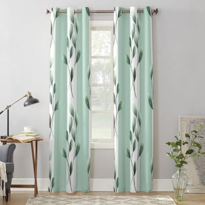 Groene Bladeren En Strepen Raamgordijnen Voor Woonkamer Keuken Moderne Gordijnen Huisdecoratie Jaloezieën Draperieën 135W x 92H(cm) x1