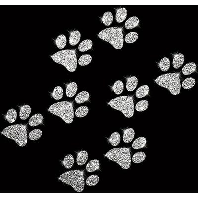 8 pièces Autocollants de Voiture Scintillants Empreinte de Patte Autocollants Vinyles Réfléchissants pour Voitures, Motos & Ordinateurs Portables, Thème Animal Pailleté Multicolore, Auto-Adhésifs