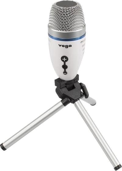 Yoga EM-310U USB Microfoon, 50Hz - 18 kHz, 5/8 "statiefbevestiging, 3,5 mm-uitgangsconnector, wit
