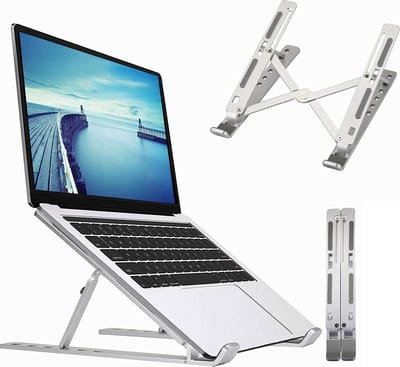 Laptop standaard Verstelbare ergonomische draagbare Computer standaard Opvouwbaar Geschikt Voor: Xiaomi Dell MacBook HP Lenovo - LB-455 zilver