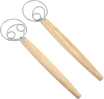 Allecto - Deense Deegklopper - Houten Handvat - Voor Eenvoudig Mixen - Bruin en Zilver - Perfect voor Deeg - Ideaal voor Bakliefhebbers