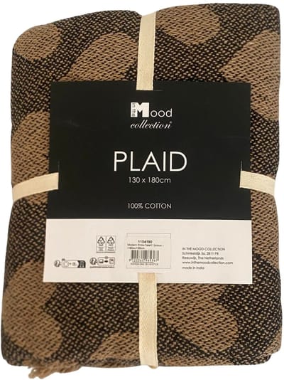 Mica Plaid Heart Lichtbruin 180x130 cm – Zachte Deken met Hartjes – Decoratieve Throw voor Bank en Bed