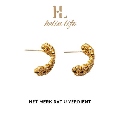 Helin life damesOorringen -Oorbellen dames-Oorbellen Goudkleurig -Oorbellen meisje -925 Tremella naald hypoallergeen-Zirkonia- Cadeau