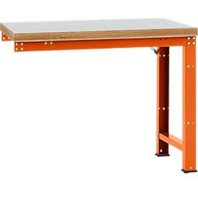 Manuflex aanbouw-werkbank Profi standaard, tafelblad kunststof, 1250 x 700 mm, roodoranje
