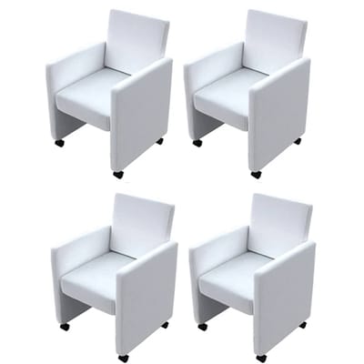 vidaXL - Eetkamerstoelen - 4 - st - kunstleer - wit