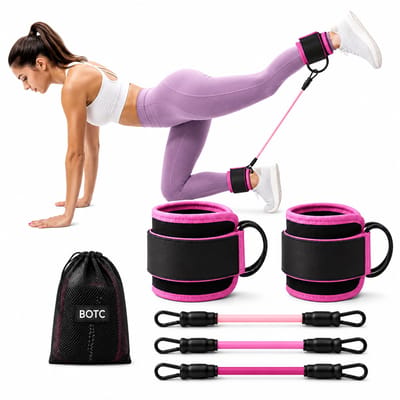 BOTC Enkel Weerstandsbanden - Enkelbanden - met Manchetten - Kickbacks Hip Fitness Training - voor Butt Lift Vrouwen - Roze
