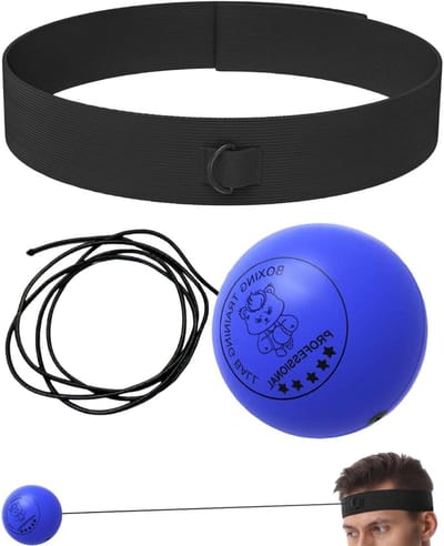 Boksbal Set - Reactiebal Trainingsbal - Hand Oog Training - Verstelbare Hoofdband - 3 Maten Ballen - Blauw Oranje Geel