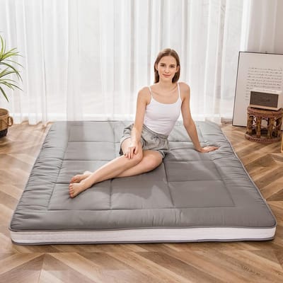 Dikke Gewatteerde Futonmatras voor Vloeren en Logeerbedden - Opvouwbaar en Ademend - 90 x 190 cm
