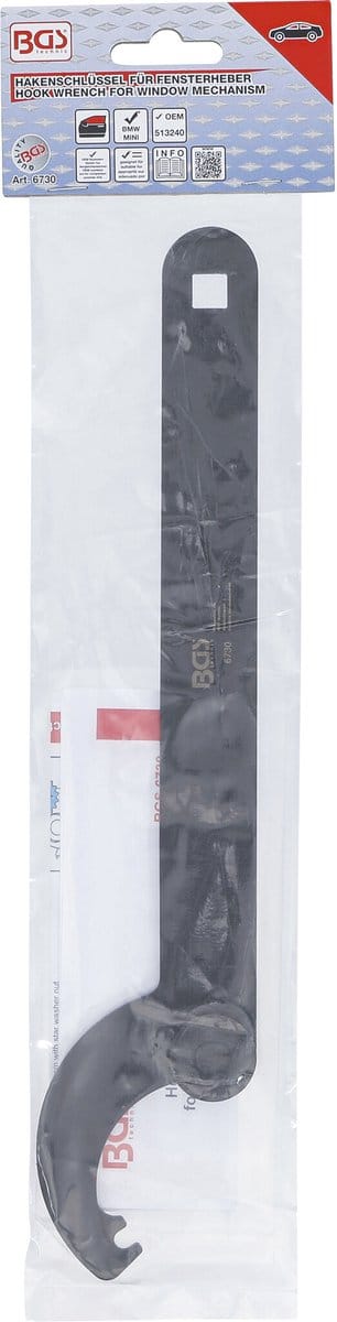 BGS Haaksleutel voor raamlifter voor BMW E60, E81, E82 & MINI R50, R52, R53