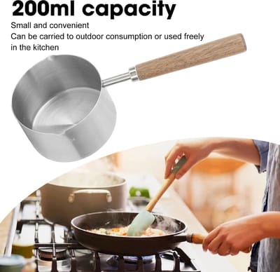 Dailygoods- Melkpan 200 Ml - Roestvrij Staal - Mini Steelpan - Boterwarmer - Antislip Handgreep - Gelijkmatige Verdeling