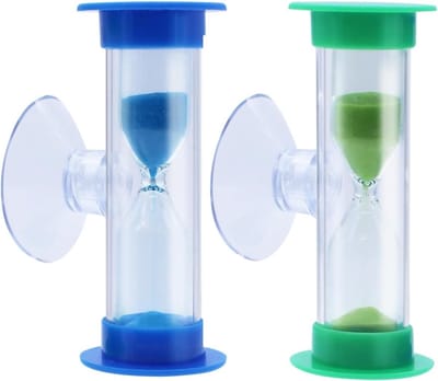 2-Pack Zandloper voor Kinderen met Suction Cup - 3 Minuten Tandpoets Timer en Educatieve Klok voor Thuis en Klaslokaal