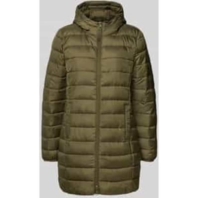 Regular fit gewatteerde lange jas met capuchon
