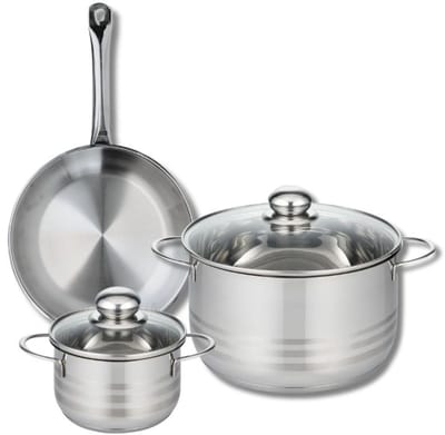 Set van 1 Koekenpan 24 cm en 2 kookpotten 14 en 24 cm Elo Profi Brillant