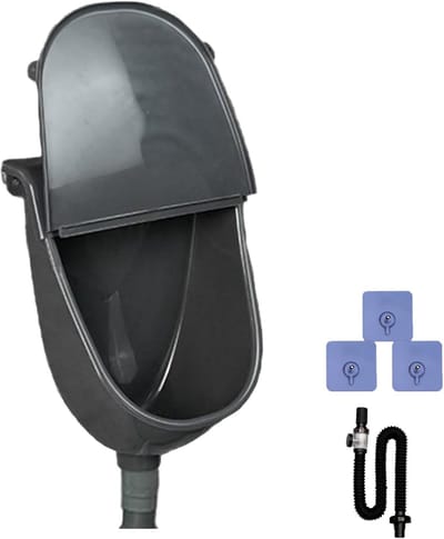 Urinoir met Deksel - Draagbaar Toilet - Buiten Gebruik - 360 Graden Sproeikop - 285 x 385 cm - Zwart