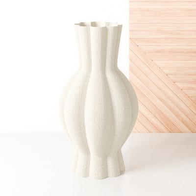 Fleuriek - Vaas Beige - H40 cm - Vaas voor kunstbloemen of droogbloemen - 3D geprinte vaas van gerecycled kunststof