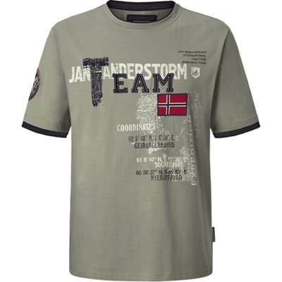 Jan Vanderstorm herren T-Shirt - 52/54 - olijf - Plus Size