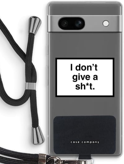 Case Company® - Hoesje met koord geschikt voor Google Pixel 7A hoesje met Koord - Don't give a shit - Telefoonhoesje met Zwart Koord - Bescherming aan alle Kanten en Over de Schermrand