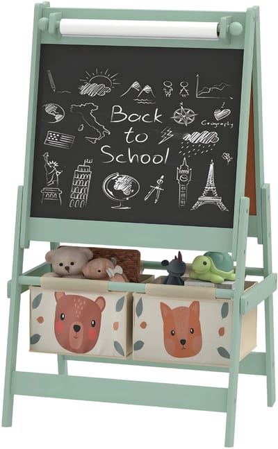 3-in-1 Kinder Tekentafel – Dubbelzijdige Easel met Papierrol – Groen