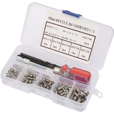 105 Stuks Set RVS Draadschroefhuls Draadreparatie Inzetstuk Kit Gereedschapsset(M4*0,7)
