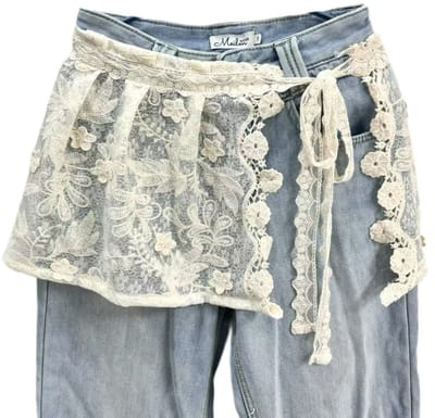 Retro Kant Riem Dames - Decoratieve Heuptas met Bloemenkant - Modieus Veelzijdig