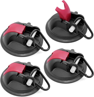 Set van 4 Zwarte Zuignappen met Haken voor Kamperen, Caravan, Motorhomes en Tegels