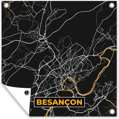 Tuin poster Stadskaart – Plattegrond – Besançon - Kaart – Frankrijk - 200x200 cm - Tuindoek