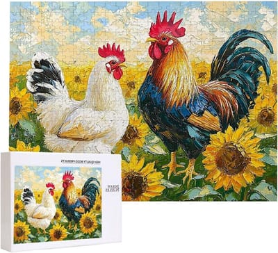 Legpuzzel Volwassenen - Houten Puzzel - Ontspanning Thuis - Natuurlijk Hout Materiaal - 1500 Stukjes - Zonnebloem Haan