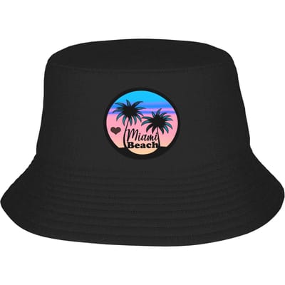 Miami Beach Arbres de Palmier Chapeau seau Style de Rue Casquettes de Pêcheur Personnalité Pêche Chapeaux Anti-UV Pour Hommes Femmes Capuchon Personnalisé Coréen One Size pink