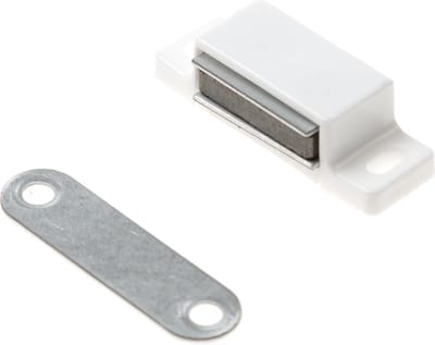 Magneetsluiting, om te schroeven, hoekig, wit, trekkracht: 3–4 kg, tegenstuk staal