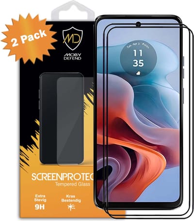 2-Pack MobyDefend Screenprotectors - Geschikt voor Motorola Moto G34 - Screensaver Met Zwarte Randen - Gehard Glas