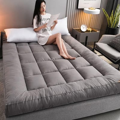 Japanse futonmatras - Slaapmat campingmat - Ruimtebesparend slapen - Draagbaar en opvouwbaar - 180 x 200 cm - Grijs
