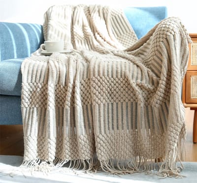 Luxe Gebreide Plaid - Zachte Omkeerbare Woondeken Kaki 150x240 cm