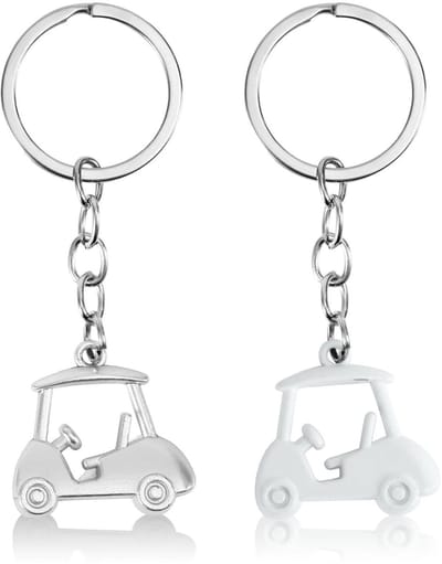 Dailygoods- Sleutelhanger Golfkar - 2 Stuks - Zinklegering - Unisex - 8,5 x 2,9 x 0,9 cm - Stevig en Delicaat - Sleutelring