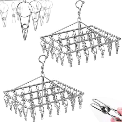 Roestvrijstalen sokken-drogers wasrek draaibare sokkenhouder - winddichte kleerhanger - 40 wasknijpers - sokken ondergoed - kleding handschoenen - handdoeken
