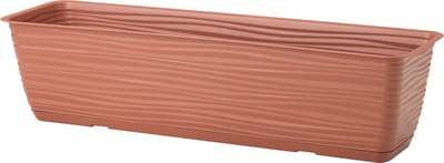 Form Plastic Plantenbak Balustrade - kunststof - terracotta - L40 x B17 x H14 cm - met opvang schotel - rechthoek - balkon bakken - bloembakken