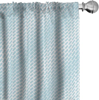 ABAKUHAUS Microfiber Gordijnen – 2x75x175 cm – Halfdonker, Lichtblauw/Wit