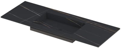 INK Post Wastafel Keramische Slab Envelop Bak Midden Zonder Kraangat - 1200x450x10 mm - Lauren Black Mat