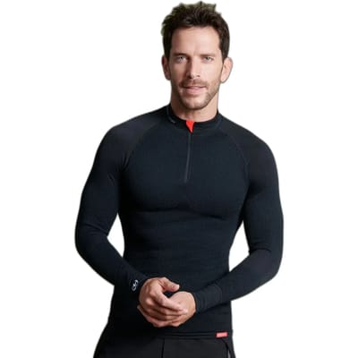 Damart - Heren-T-shirt met rits Energy Thermolactyl 4 - Heren - Zwart - S/M