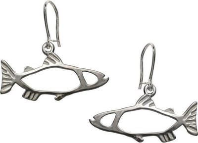 Oorbellen, hang, Kleine zilveren zalm