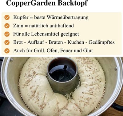 Bakpan van koper - 24 cm diameter voor camping en grill